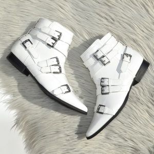 COCONUTS by Matisse White Buckle Booties Size 7.5M